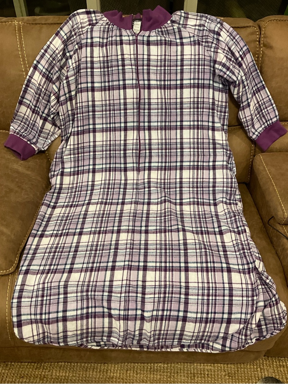 Purple Plaid Flannel Nightgown 1X